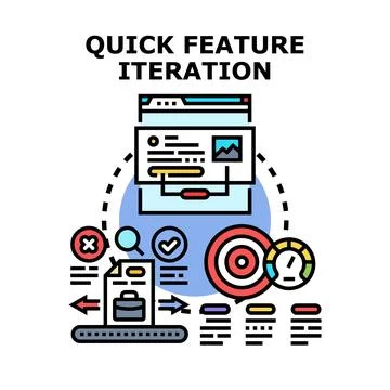 Quick feature iteration process development concept Stock Illustration