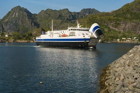 Quick Ferry and Express boat from Moskenes to Bodo on Lofoten Islands Stock Photos
