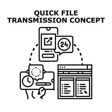 Quick file transmission concept with digital devices Stock Illustration
