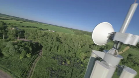 A quick flight on a drone near a cell tower Stock Footage 198745142