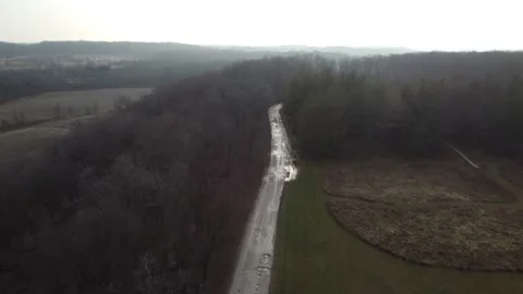 Quick flight over forest road Stock Footage 229009285