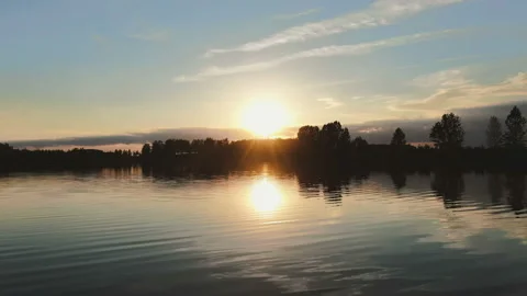 Quick flight over the lake during sunset. Stock Footage 108557361