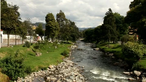 Quick flowing river in Cuenca Stock Footage 22037901