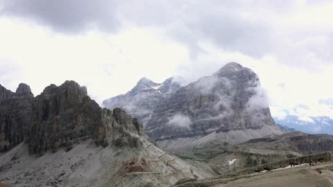 Quick Fog in the Rocks of the Dolomites. Fast Motion 動画素材 106459560