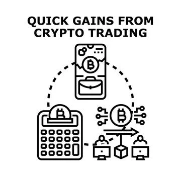 Quick gains from cryptocurrency trading and blockchain technology Stockillustratie