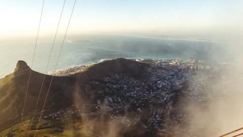 Quick glimpse trough the clouds on table mountain, Cape Town, South Africa Stock Photos