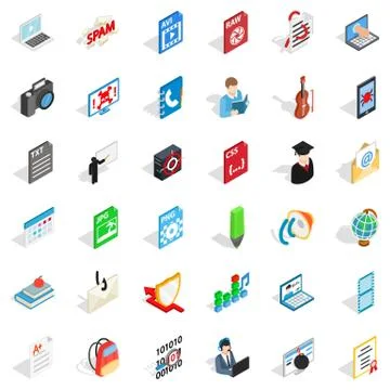 Quick guide icons set, isometric style Stock Illustration