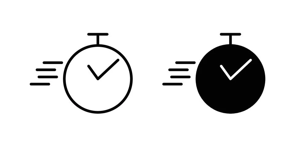 Quick icon silhouette vector set. thin line pack Stock Illustration