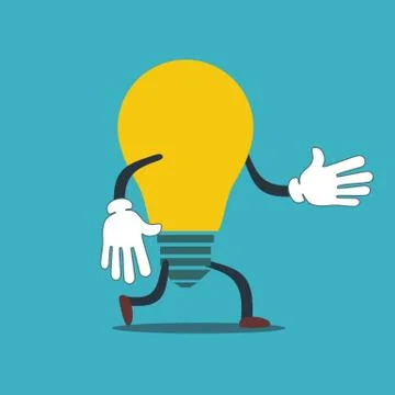 Quick idea a running light bulb. Vector Stock Illustration