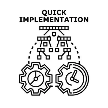 Quick implementation process accelerating business solution development Illustration