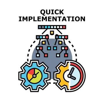 Quick implementation process accelerating business solution development Stock Illustration