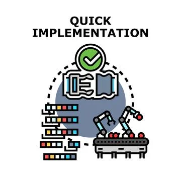 Quick implementation process with automated robotic system Stock Illustration
