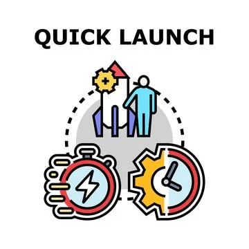 Quick launch concept with fast business development Stock Illustration