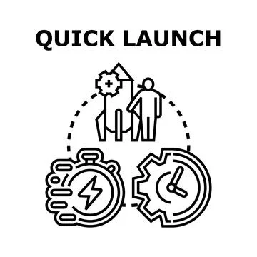 Quick launch concept with fast business development Stock Illustration