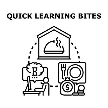 Quick learning delivering information as small engaging bites 库存插图