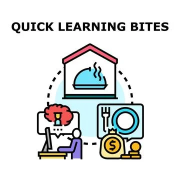 Quick learning delivering information as small engaging bites Stock Illustration