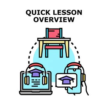 Quick lesson overview with digital education tools Stock Illustration
