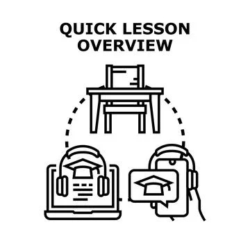 Quick lesson overview with digital education tools Stock Illustration