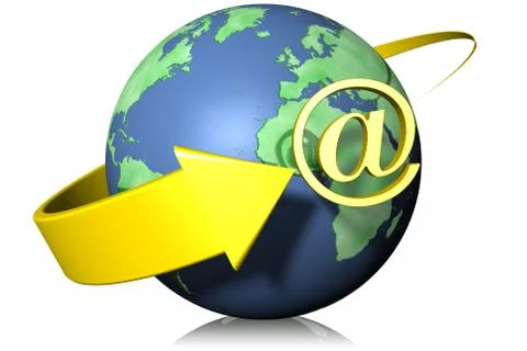 Quick link email around the world - 3D illustration 스톡 일러스트