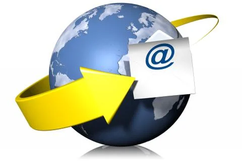 Quick link email around the world - 3D illustration Stock Illustration
