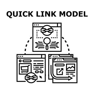Quick link model connecting web pages online 스톡 일러스트