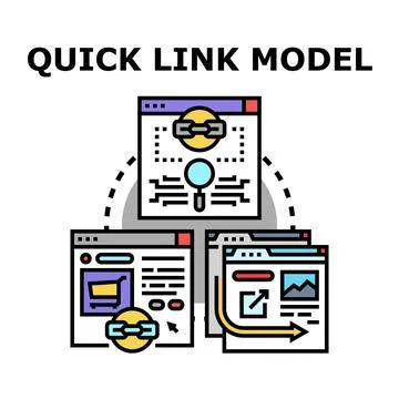 Quick link model connecting web pages online Stock Illustration