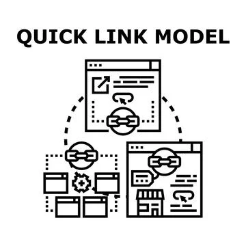 Quick link model connecting web pages concept Stock Illustration