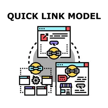 Quick link model connecting web pages concept Stock Illustration