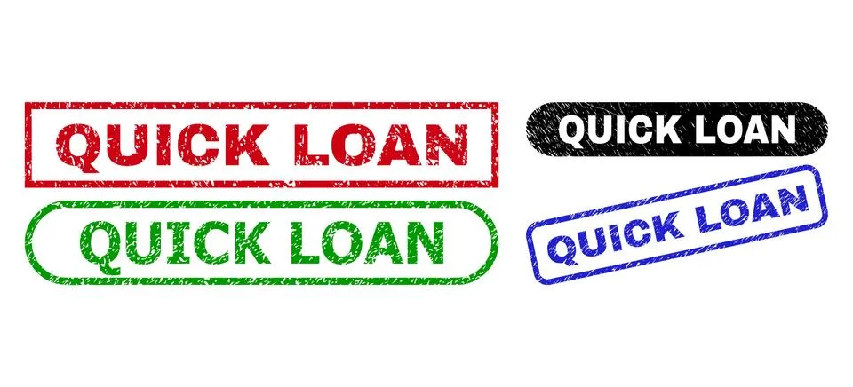 QUICK LOAN Rectangle Seals Using Grunge Texture Stock Illustration