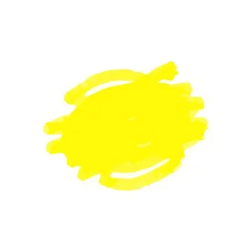 Quick marker drawing of abstract shape in yellow highlighter texture, round Stock Illustration