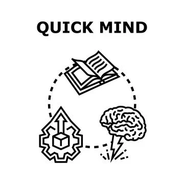 Quick mind brain developing learning process icon Stock Illustration