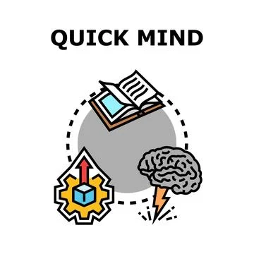 Quick mind brain developing learning process icon 库存插图
