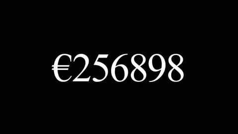 Quick money count, in euros, one million, from zero, on a black background Stock Footage 169601957