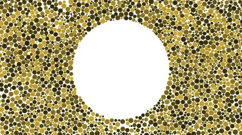 Quick motion of multi-colored dots of different size creating the empty circle Stock Illustration
