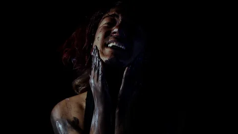 Quick movement to Slow motion scream Stock Footage 123271481