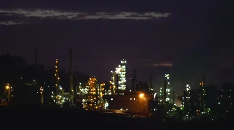 Quick Oil Refinery Night Timelapse FullHD Vídeo Stock 43543329