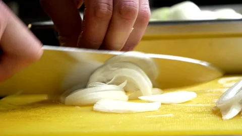 Quick onion slicing Stock Footage 201325905