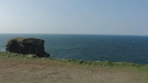Quick Pan across Cliffs on Irish Coast Line Stock Footage 37348071
