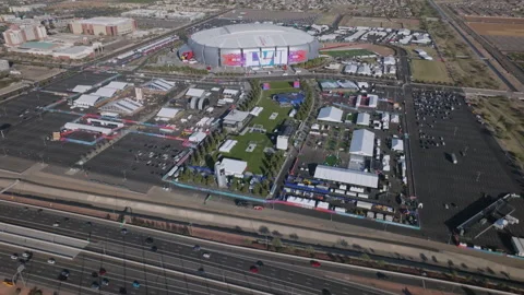 Quick pan up of Glendale AZ State Farm Stadium Super Bowl LVII 2023 Stock Footage 232287833