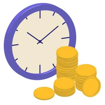Quick payment, clock and cash, fast loan, easy credit, vector flat illustrati Stock Illustration