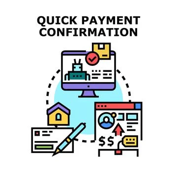 Quick payment confirmation completing digital financial transactions Stock Illustration