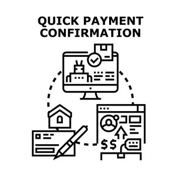 Quick payment confirmation completing digital financial transactions Stock Illustration
