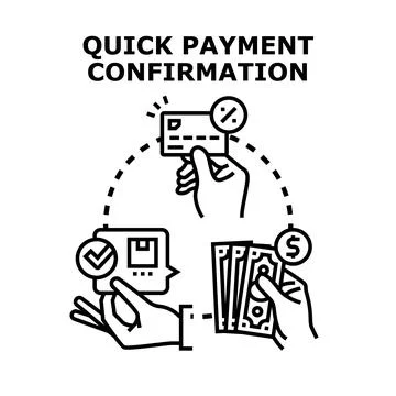 Quick payment confirmation during online transaction process Stock Illustration