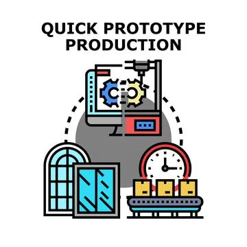 Quick prototype production process manufacturing development Stock Illustration