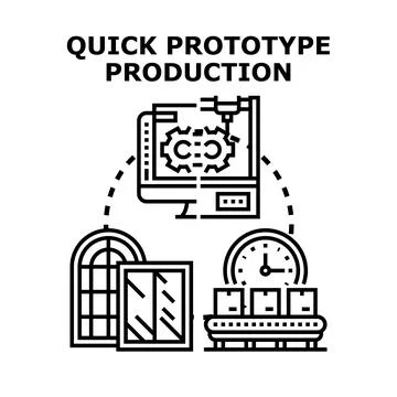Quick prototype production process manufacturing development Stock Illustration
