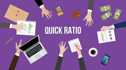 Quick ratio illustration vector with people discuss about the concept on a table Stock Illustration