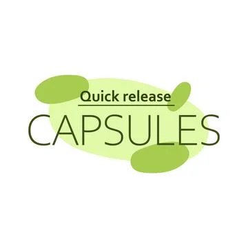 Quick release capsules quality sticker, pill label Stock Illustration