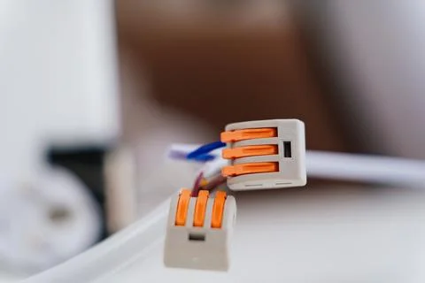 Quick-release terminals. Modern connection of electrical appliances. Stock Photos