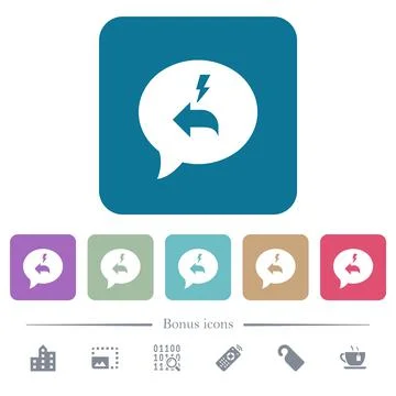 Quick reply message flat icons on color rounded square backgrounds イラスト素材