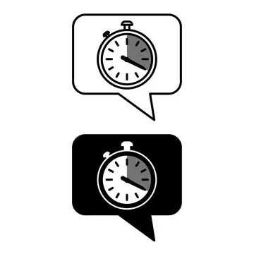 Quick Response Icons. Black and White Vector Illustrations. Speech Bubble a.. Illustrazione stock